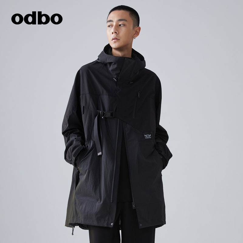 【商場同款】odbo/歐迪比歐設計感風衣女秋冬2022年新款斗篷外套