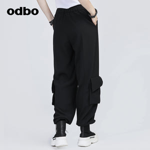 Odbo 商場同款2022夏季新款工裝風寬鬆百搭休閒褲女束腳運動褲子