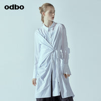 Odbo/歐迪比歐專櫃同款設計師品牌女長袖襯衫連衣裙