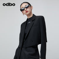 Odbo 氣質高級感炸街黑色短款小西裝外套女早秋2022新款超好看潮