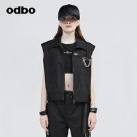 Odbo/歐迪比歐專櫃同款設計師品牌女工裝風帥氣背心馬甲無袖外套