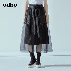 Odbo/歐迪比歐專櫃同款設計師品牌網紗半身裙2022春L20182018D