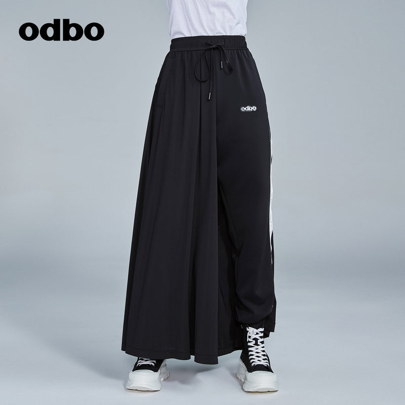 Odbo/歐迪比歐專櫃同款設計師品牌 高腰闊腿褲女