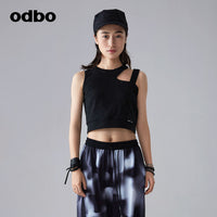 Odbo/歐迪比歐 設計感露肩辣妹短款背心女夏2022新款時尚運動上衣