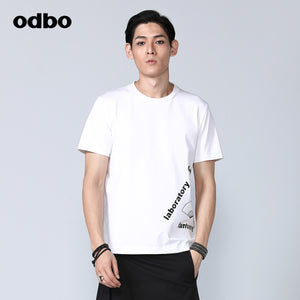 Odbo/歐迪比歐專櫃同款設計師品牌2022夏男休閒百搭印花短袖T恤