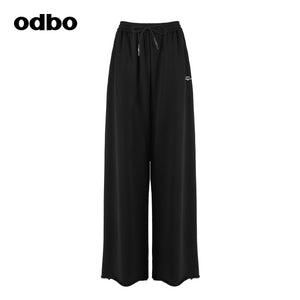 【商場同款】odbo/歐迪比歐運動抽繩休閒褲女秋冬2022新款闊腿褲