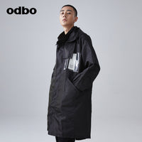 【商場同款】odbo/歐迪比歐時尚黑色風衣女秋冬2022新款防風外套
