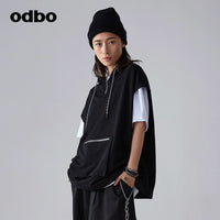 【商場同款】odbo/歐迪比歐春裝2022新款女潮流時尚連帽針織衛衣