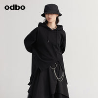 【商場同款】odbo/歐迪比歐時尚氣質連帽衛衣女2022秋冬新款外套