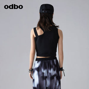 Odbo/歐迪比歐 設計感露肩辣妹短款背心女夏2022新款時尚運動上衣