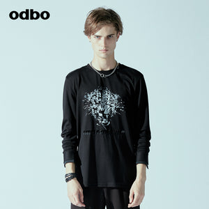 Odbo/歐迪比歐專櫃同款設計師品牌2022春男印花長袖T恤