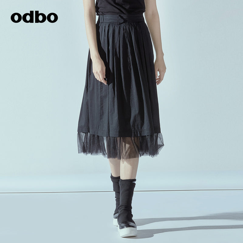Odbo/歐迪比歐專櫃同款設計師品牌2022春百搭半身裙