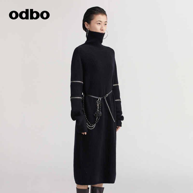 【商場同款】odbo/歐迪比歐慵懶風高領毛衣女冬季2022新款打底衫