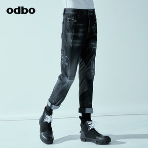 Odbo/歐迪比歐專櫃同款設計師品牌2022春男做舊牛仔褲M20181060D