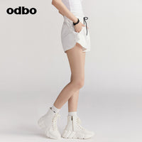 【商場同款】odbo/歐迪比歐休閒闊腿短褲女夏鬆緊跑步純棉熱褲