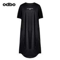 Odbo/歐迪比歐專櫃同款設計師品牌女休閒寬鬆中長款T恤連衣裙