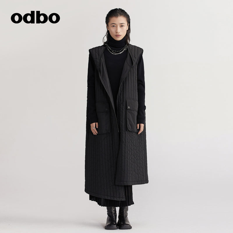 【商場同款】odbo/歐迪比歐冬季2022年新款棉服女設計感小眾背心