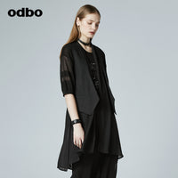 Odbo/歐迪比歐專櫃同款設計師品牌夏新款女假兩件開衫背心馬甲