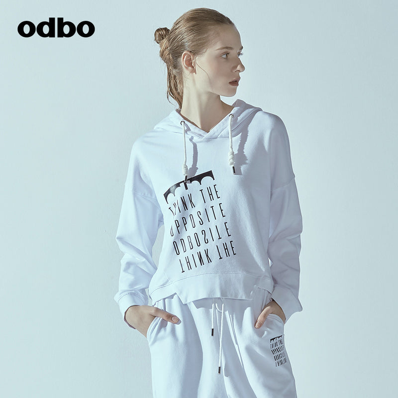 Odbo/歐迪比歐2022春季女新款設計師品牌休閒連帽衛衣