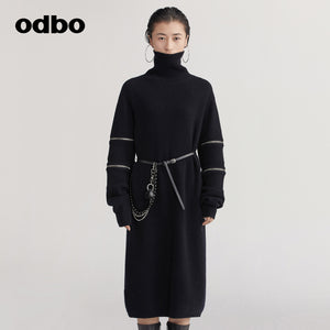 【商場同款】odbo/歐迪比歐慵懶風高領毛衣女冬季2022新款打底衫