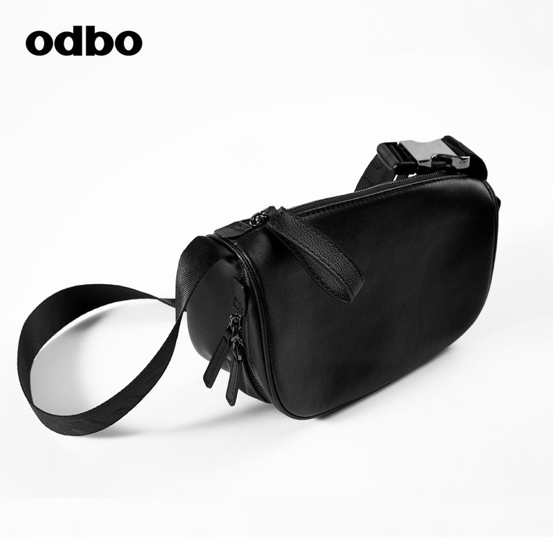 【商場同款】odbo/歐迪比歐2022新款時尚牛皮斜挎包女百搭單肩包