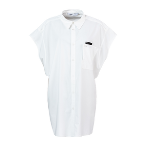 Odbo 520主題後背印花短袖白色襯衫女夏季2022年新款中長款上衣潮