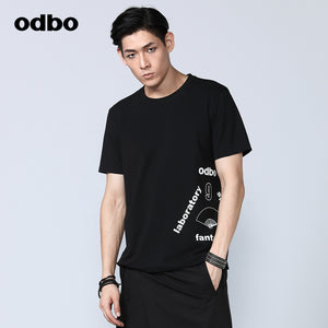 Odbo/歐迪比歐專櫃同款設計師品牌2022夏男休閒百搭印花短袖T恤