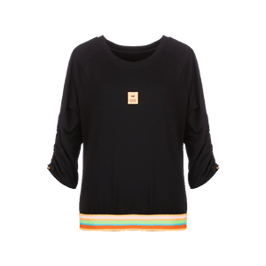 Odbo/歐迪比歐夏季2022年新款女時尚撞色t恤女設計感小眾針織上衣