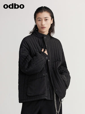 【商場同款】odbo/歐迪比歐設計感小眾棉服女冬季2022年新款外套