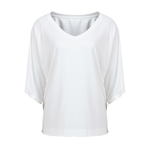 odbo黑白純色  v領短袖T恤 女夏季 設計感 小眾上衣
