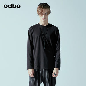 Odbo/歐迪比歐2022春季男新款設計師品牌圓領長袖T恤