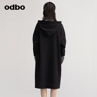 【商場同款】odbo/歐迪比歐假兩件拼接衛衣女秋冬2022年新款外套