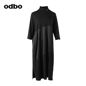 【商場同款】odbo/歐迪比歐設計師小眾連衣裙女秋顯瘦寬鬆長裙