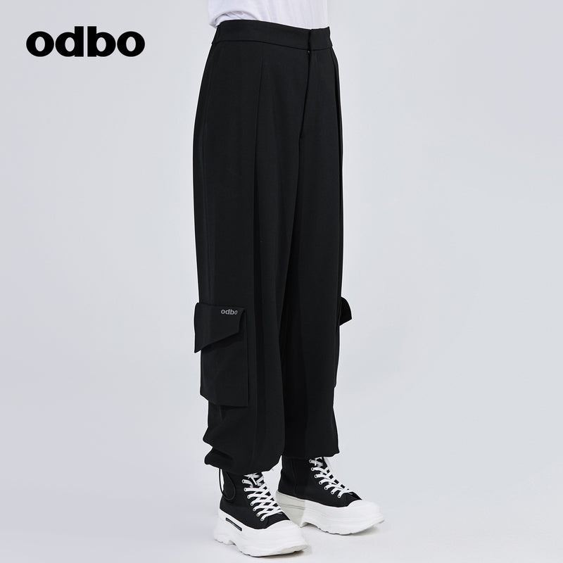 Odbo 商場同款2022夏季新款工裝風寬鬆百搭休閒褲女束腳運動褲子