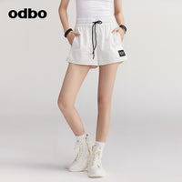 【商場同款】odbo/歐迪比歐休閒闊腿短褲女夏鬆緊跑步純棉熱褲