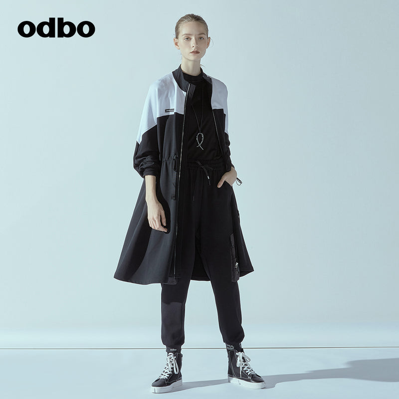 Odbo/歐迪比歐專櫃同款設計師品牌2020春女撞色連衣裙L20192010D