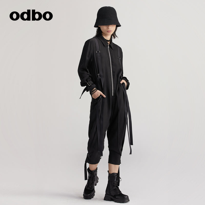 【商場同款】odbo/歐迪比歐設計師品牌長袖連體褲長褲工裝風女