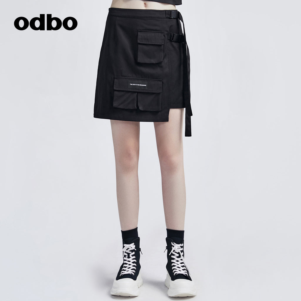 【商場同款】odbo/歐迪比歐工裝風口袋A字半身裙工裝裙短裙