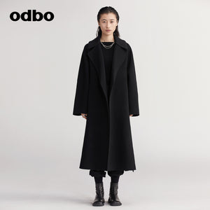 【商場同款】odbo/歐迪比歐秋冬2022新款毛呢大衣女保暖羊毛外套