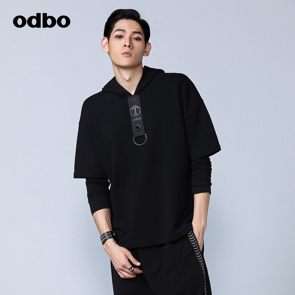 Odbo/歐迪比歐專櫃同款設計師品牌2022夏男休閒運動短袖連帽衛衣
