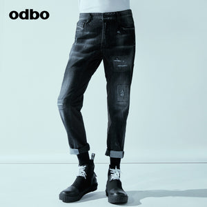 Odbo/歐迪比歐專櫃同款設計師品牌2022春男做舊牛仔褲M20181060D