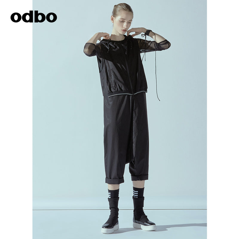 Odbo/歐迪比歐專櫃同款設計師品牌2022春休閒連衣褲
