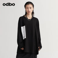【商場同款】odbo/歐迪比歐休閒印花T恤女秋冬2022新款設計感上衣
