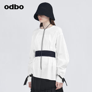 Odbo/歐迪比歐專櫃同款設計師品牌休閒時尚襯衫女