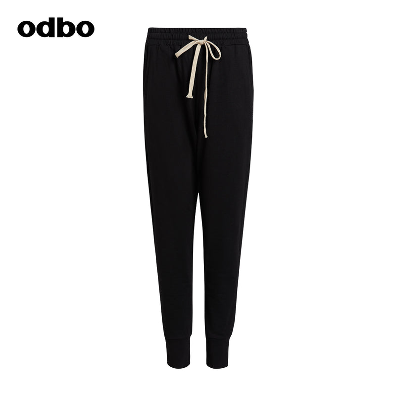 【商場同款】odbo/歐迪比歐2022新款抽繩休閒褲女束腳運動衛褲子