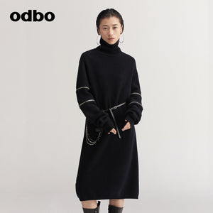 【商場同款】odbo/歐迪比歐慵懶風高領毛衣女冬季2022新款打底衫