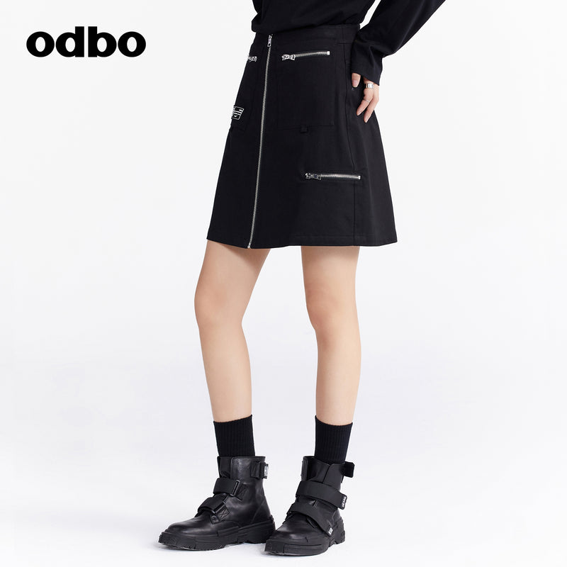 Odbo 原創設計時尚工裝風半身裙女夏季2022年新款百搭短款A字裙子