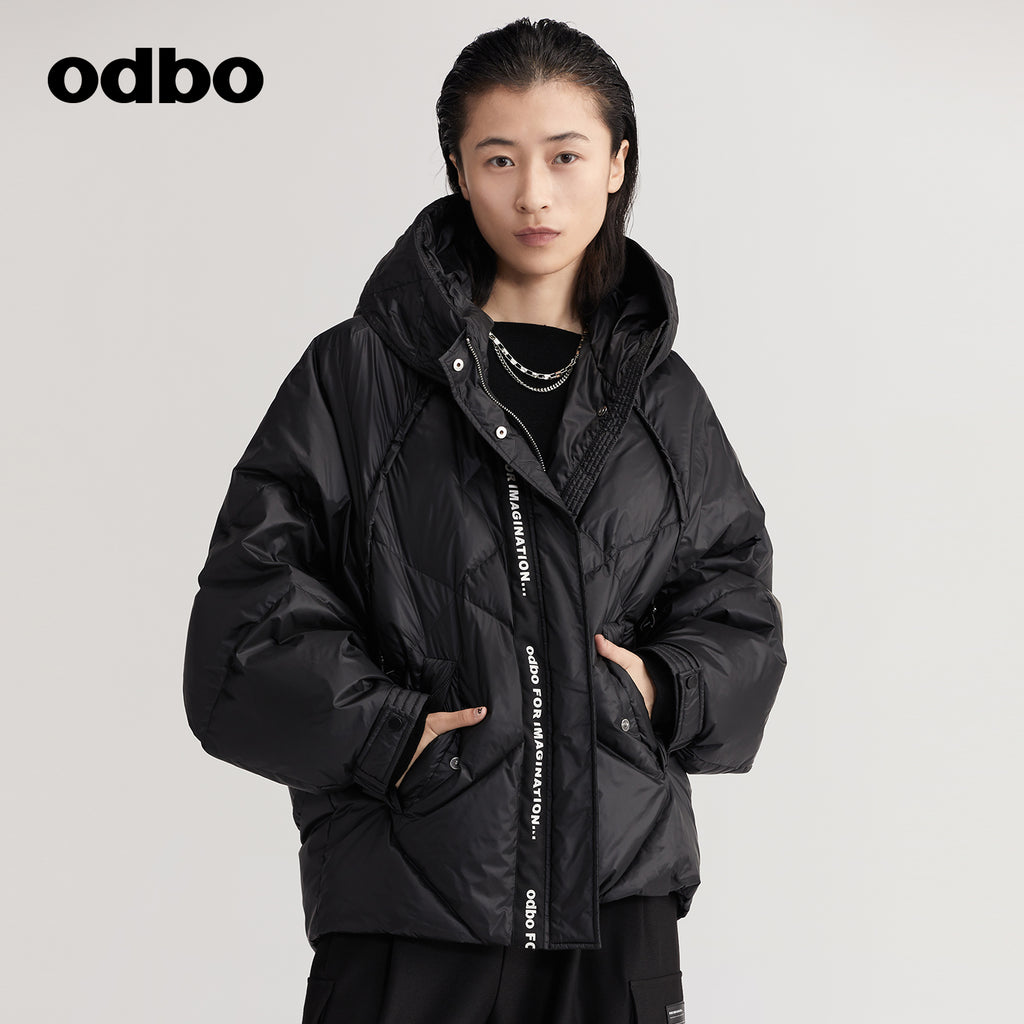 【商場同款】odbo/歐迪比歐2022冬季新款羽絨服女白鴨絨加厚外套