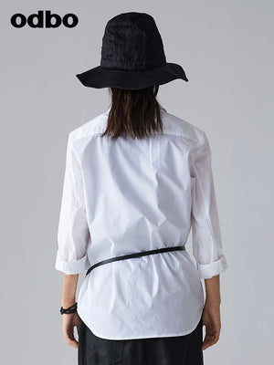【商場同款】odbo/歐迪比歐裝2022年新款女士時尚長袖白色襯衫