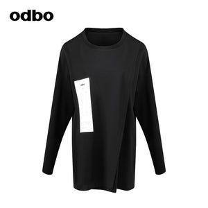 【商場同款】odbo/歐迪比歐休閒印花T恤女秋冬2022新款設計感上衣
